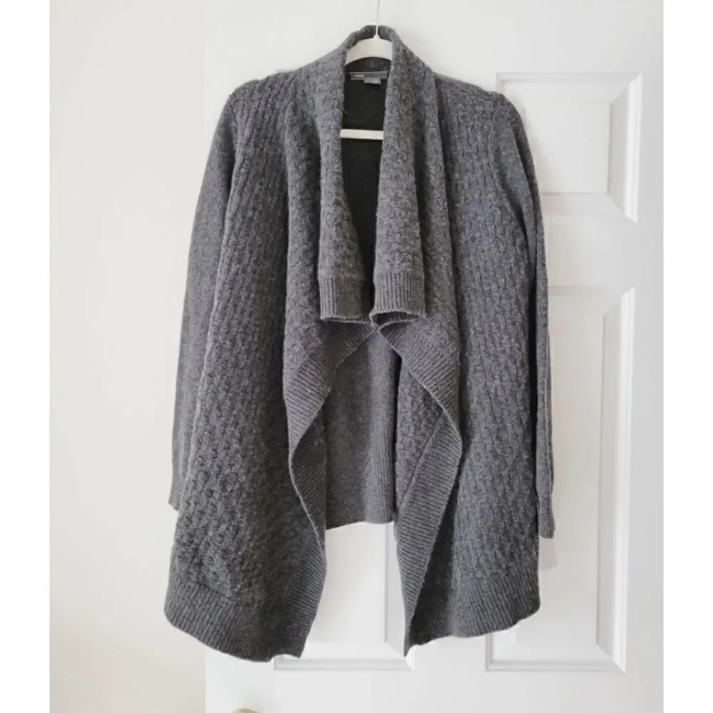 Vince cashmere blend open front cardigan grey